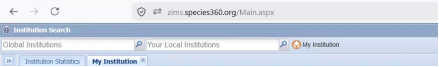 Institution Search module with the My Institution tab highlighted