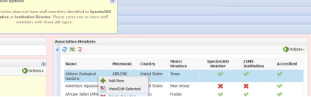 Institution details page with the Association Members panel on the right