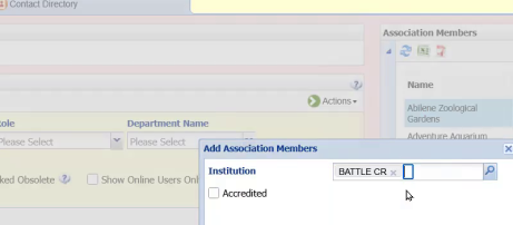 Searching for an institution by name or mnemonic